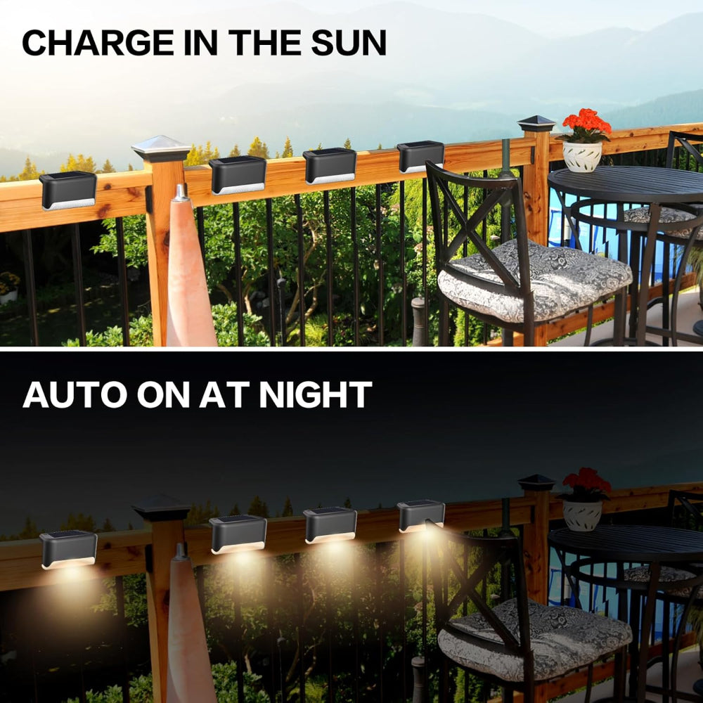 4-Pack Solar Deck Step Lights – Waterproof LED Outdoor Lighting for Stairs Fence Patio