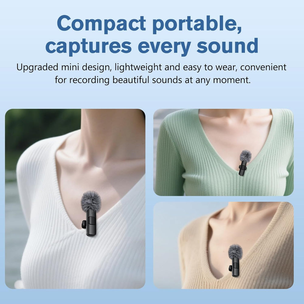 2-Pack Wireless Lavalier Microphone – Omnidirectional Lapel Mic for iPhone iPad Recording