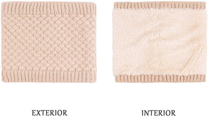 Women Winter Knitted Scarf Unisex Circle Loop Scarves Thick Fleece Neck Warmer for Men