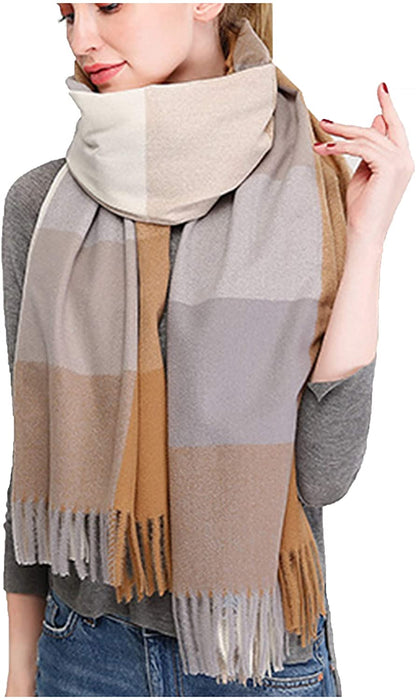 Wander Agio Women's Fashion Scarves Long Shawl Winter Thick Warm Knit Large Plaid Scarf