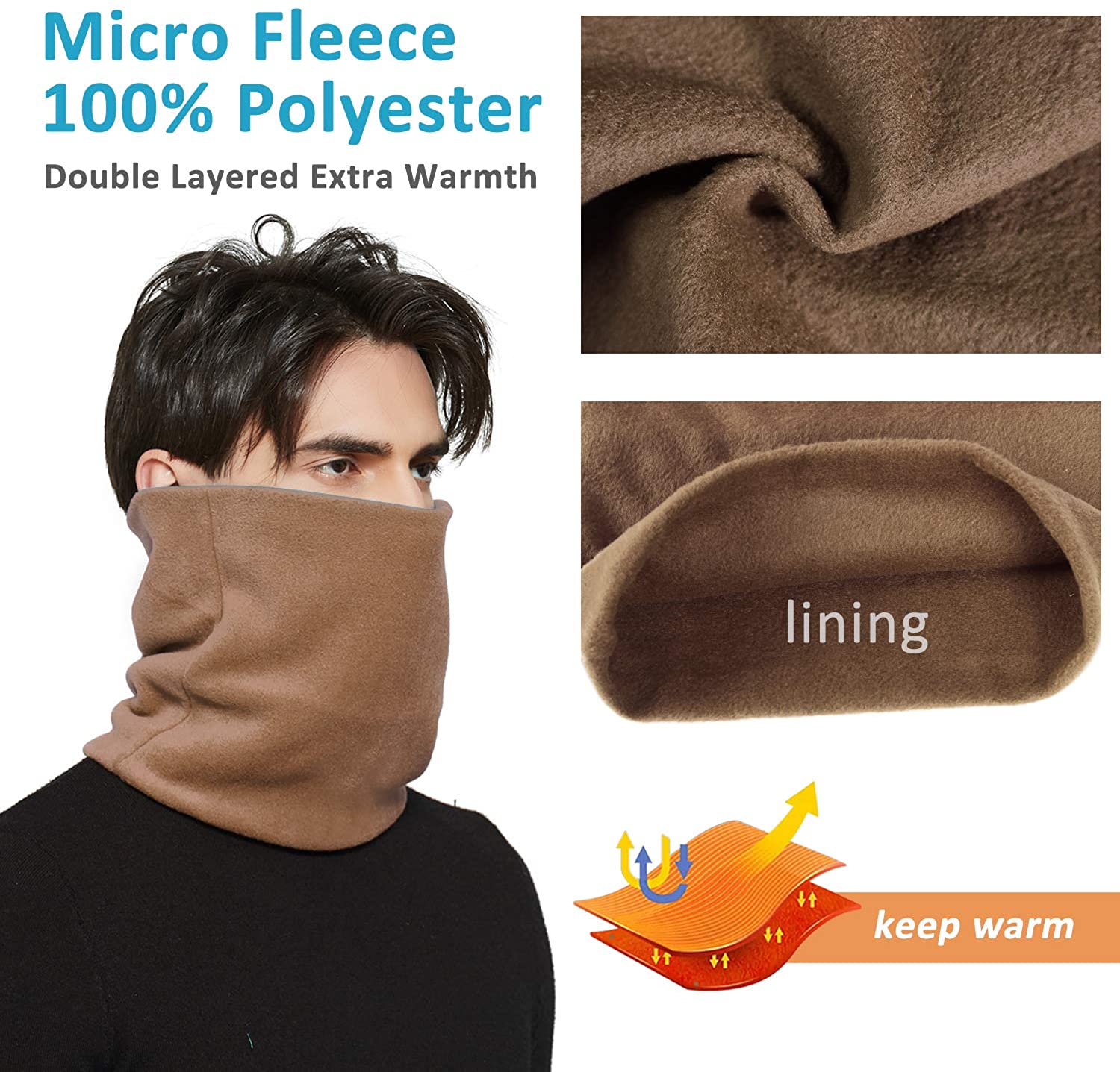 CRIPOP 2 Pack Infinity Loop Scarf, Fleece Unisex Warm Neck Warmer Circle Scarves