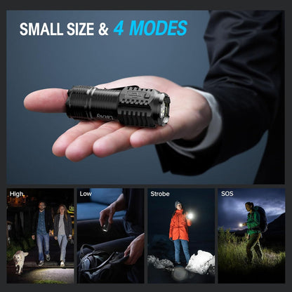 Rechargeable Mini Flashlights – Portable EDC Use – 3 LED Bright Light with 4 Modes – Magnetic Base & Belt Clip – Emergency, Camping & Home Use