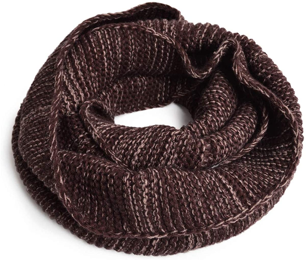 Two-Tone Winter Knit Warm Infinity Loop Circle Scarf