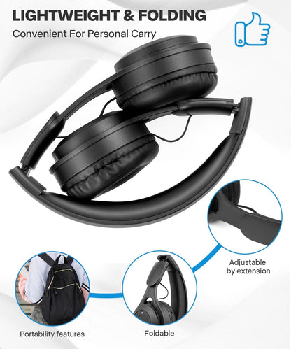 Kids Bluetooth Headphones – Over-Ear Wireless Use – Bluetooth 5.3 with Built-In Mic – Comfortable HD Sound for School, Travel & Tablet