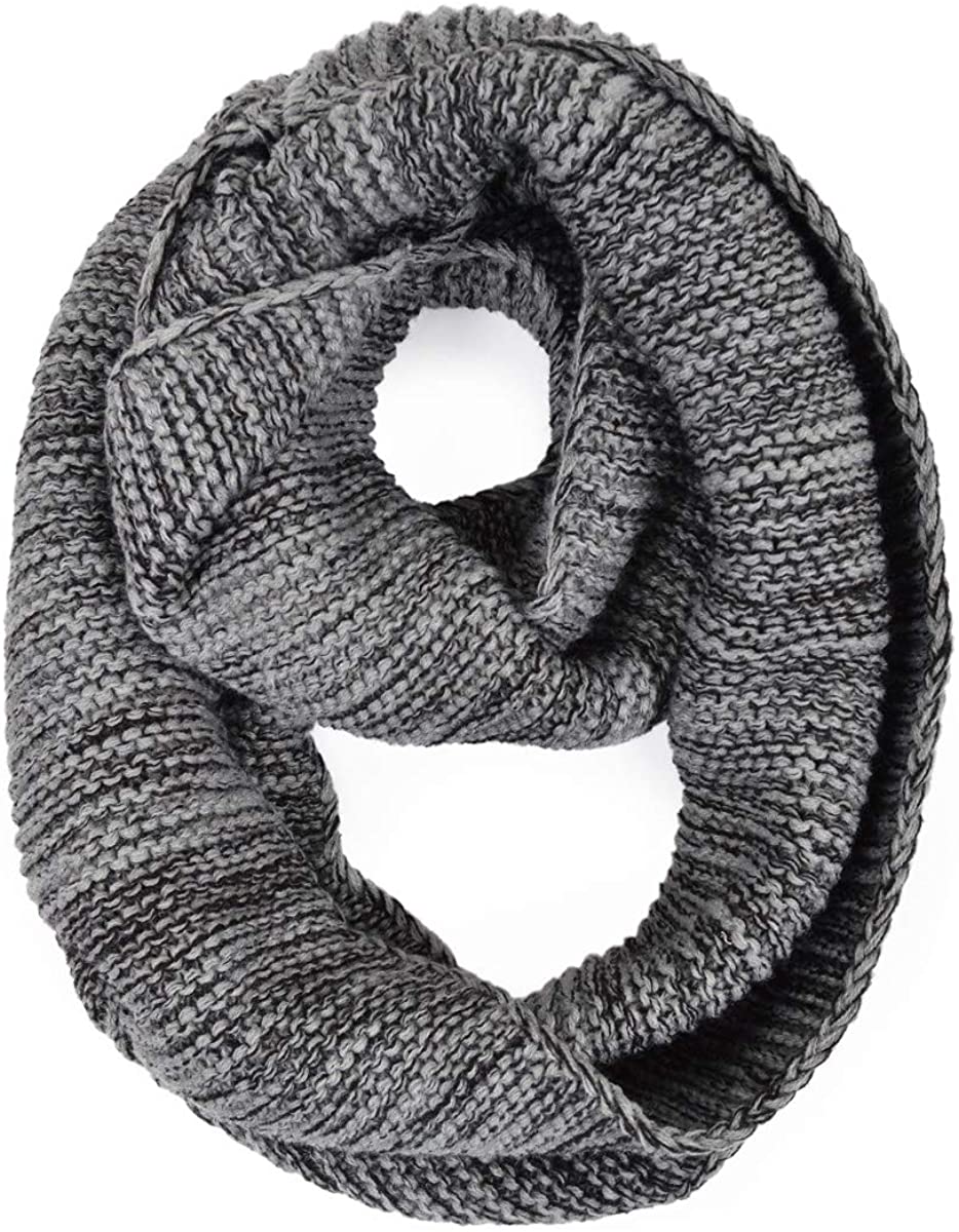 Two-Tone Winter Knit Warm Infinity Loop Circle Scarf