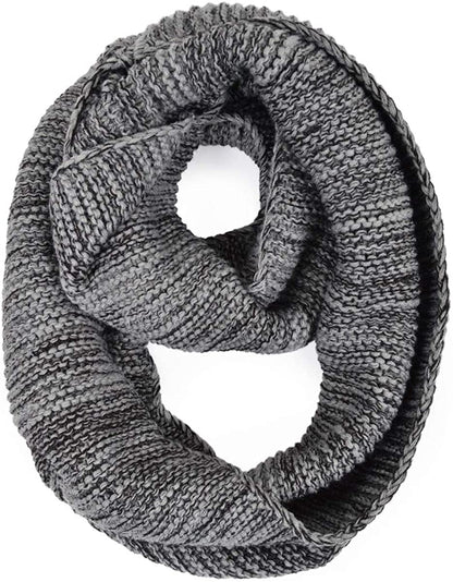 Two-Tone Winter Knit Warm Infinity Loop Circle Scarf
