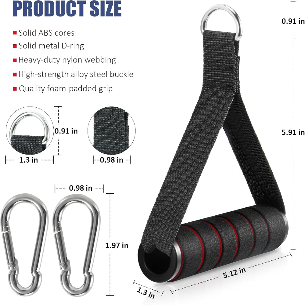 2-Pack Exercise Handles – Heavy Duty Cable Machine Attachments for Strength Training, Pilates, Home Gym, Resistance Bands