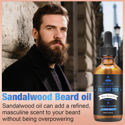 2-Pack Beard Oil 4oz – Natural Beard Growth Oil with Sandalwood & Unscented Formula for Softening, Strengthening & Moisturizing