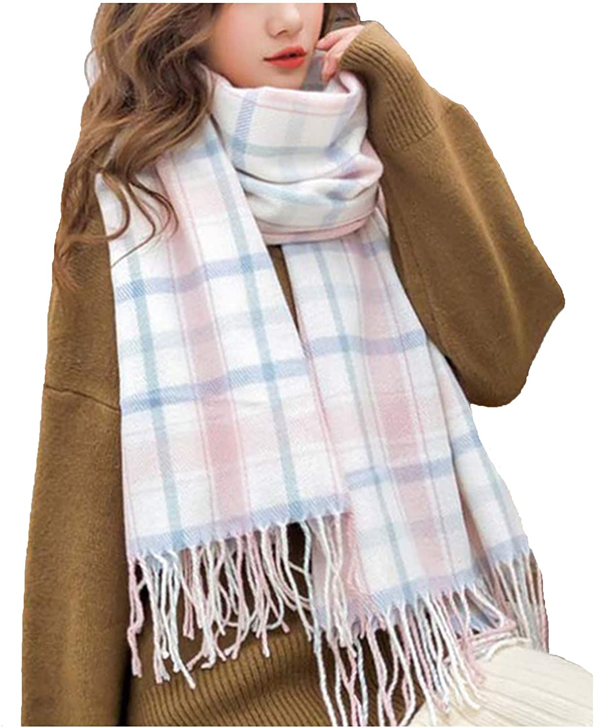 Wander Agio Women's Fashion Scarves Long Shawl Winter Thick Warm Knit Large Plaid Scarf