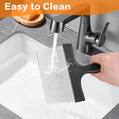 3-in-1 Stainless Steel Grill Scraper – Heavy Duty Griddle Cleaner with Comfort Grip Handle