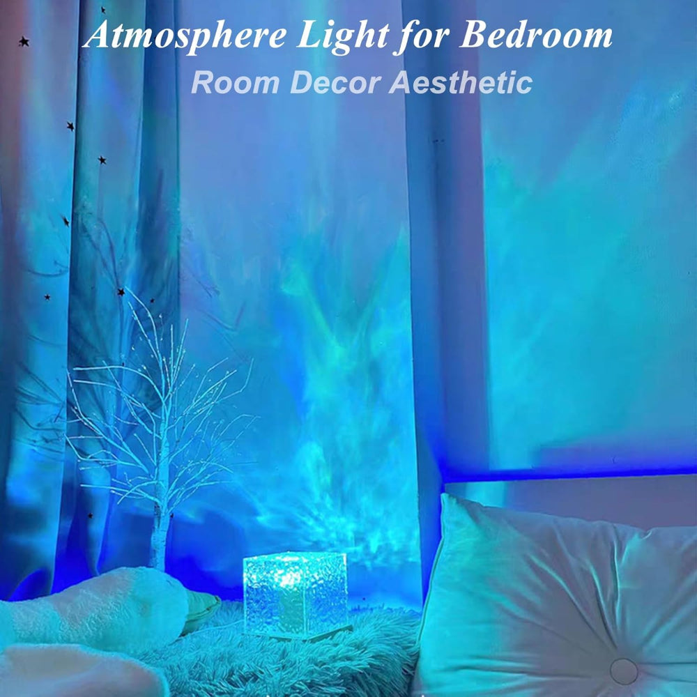 Ocean Wave Light Projector – 16-Color Dimmable Ambient Mood Lamp with Remote – Crystal Northern Lights for Bedroom, Bathroom & Playroom