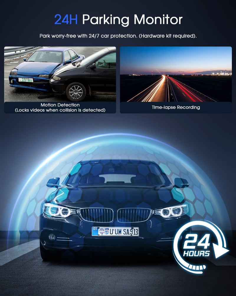 2K WiFi Dash Cam – Front Car Camera Use – Mini Design with 1.5" IPS Screen – WDR Night Vision, Loop Recording, G-Sensor & 24H Parking Monitor – External GPS & App Control