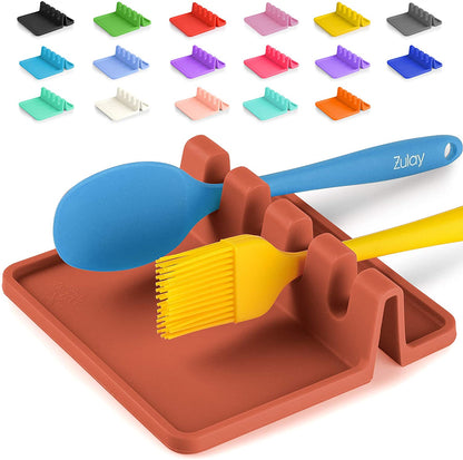 Silicone Utensil Rest with Drip Pad for Multiple Utensils, Heat-Resistant, BPA-Free Spoon Rest & Spoon Holder for Stove Top, Kitchen Utensil Holder for Spoons, Ladles, Tongs & More - by Zulay