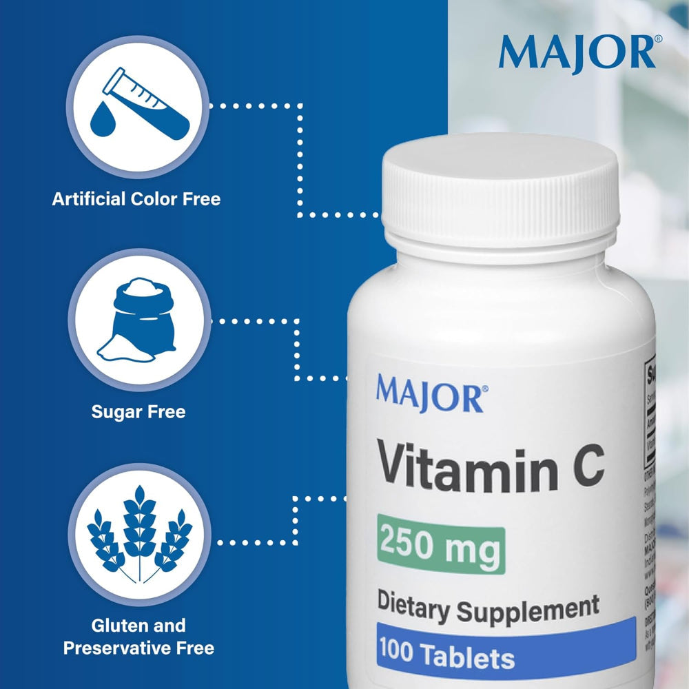 Vitamin C 250 mg – Dietary Supplement, Immune Support, 100 Tablets