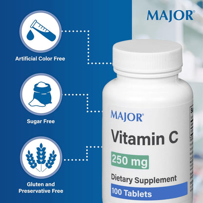 Vitamin C 250 mg – Dietary Supplement, Immune Support, 100 Tablets