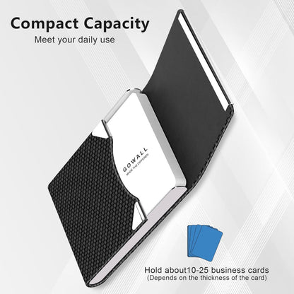 Slim Business Card Holder – Magnetic Closure Use – Black Carbon Metal & PU – RFID Blocking for Credit & Business Cards – Pocket or Bag Storage, 3.7 x 2.3 Inches