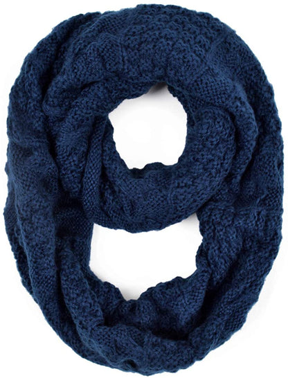 TrendsBlue Premium Winter Thick Infinity Twist Cable Knit Scarf - Diff Colors Avail.