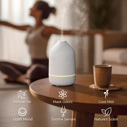 100ml Essential Oil Diffuser – Mini Ultrasonic Aromatherapy Diffuser & Cool Mist Humidifier with 7 LED Lights, Auto Shut-Off