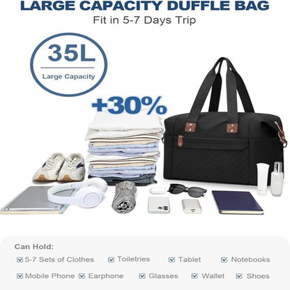 Travel Duffle Bag – Waterproof Weekender Carry On Gym Bag, Lightweight Polyester