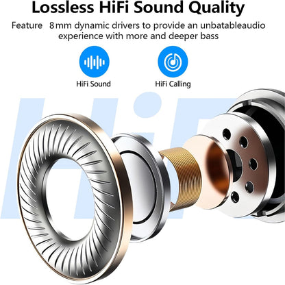 Wireless Bluetooth 5.3 Earbuds – Lightweight In-Ear Headphones with Deep Bass, Built-In Mic, Clear Calls for Sports & Workouts