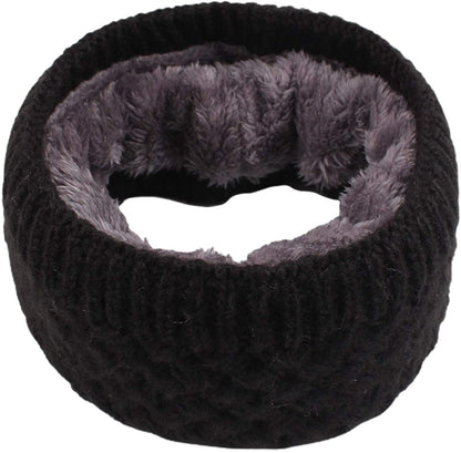 Women Winter Knitted Scarf Unisex Circle Loop Scarves Thick Fleece Neck Warmer for Men