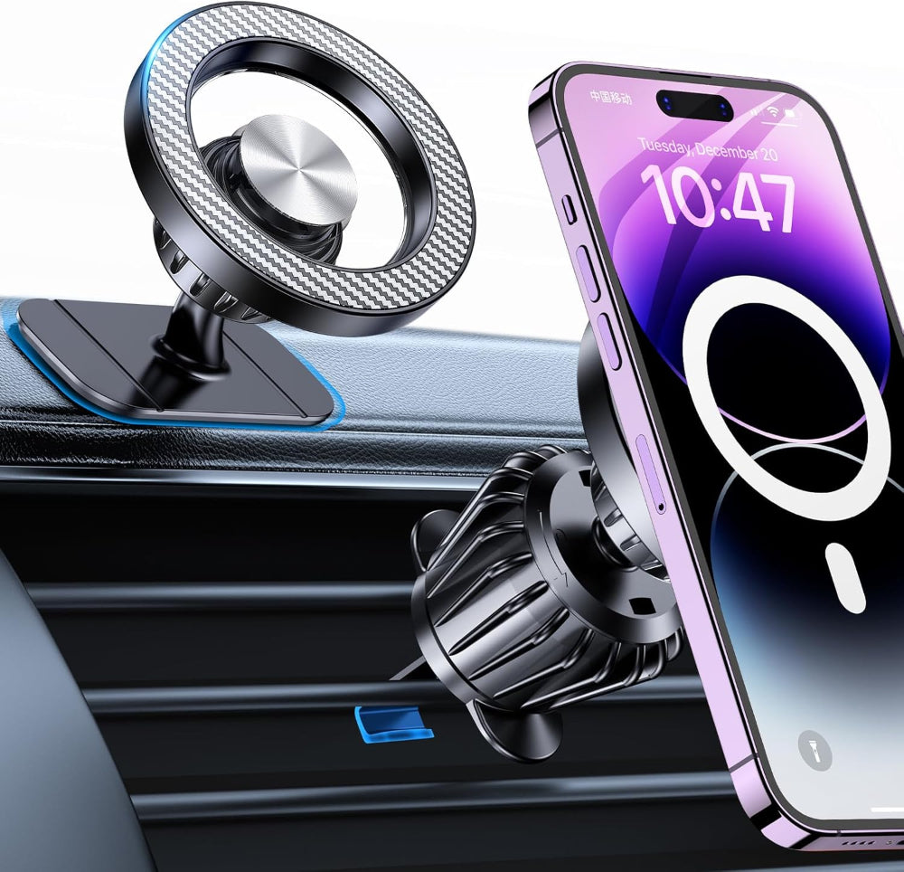 Magnetic Car Phone Mount – 20-Strong Magnet Magsafe Holder, Dash-Mounted Cell Phone Holder for iPhone 14–17, Car Accessories for Men & Women