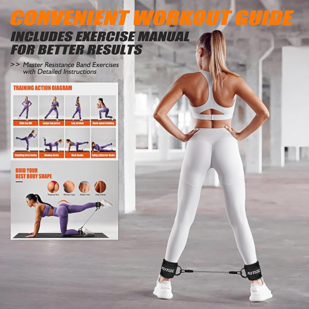 Ankle Resistance Bands with Cuffs – Adjustable Leg & Glute Workout Bands – Portable Home Gym Equipment for Kickbacks, Hip Thrusts, Yoga & Strength Training