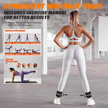 Ankle Resistance Bands with Cuffs – Adjustable Leg & Glute Workout Bands – Portable Home Gym Equipment for Kickbacks, Hip Thrusts, Yoga & Strength Training