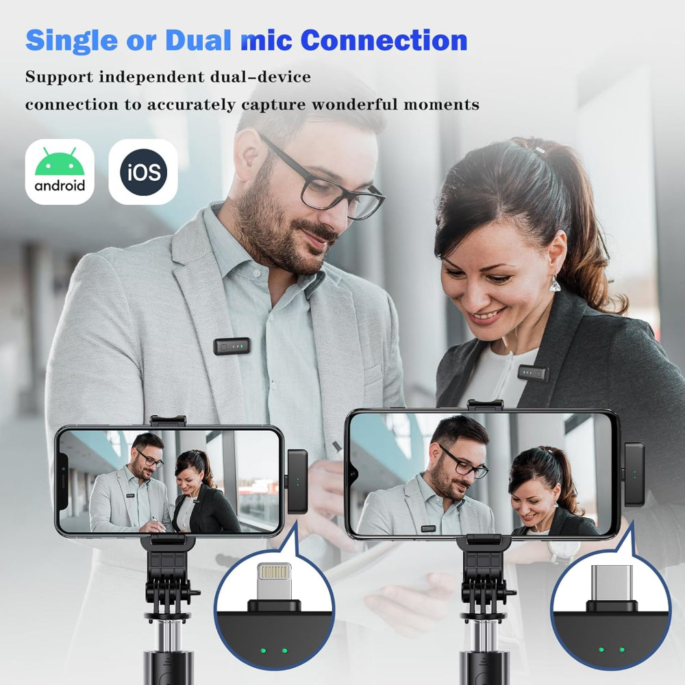 2-Pack Wireless Lavalier Microphone – Omnidirectional Lapel Mic for iPhone iPad Recording