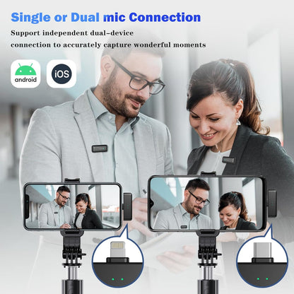 2-Pack Wireless Lavalier Microphone – Omnidirectional Lapel Mic for iPhone iPad Recording