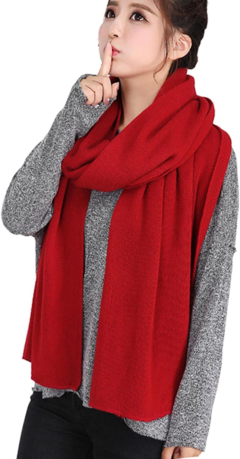 Wander Agio Women's Warm Long Shawl Winter Warm Large Scarf Pure Color