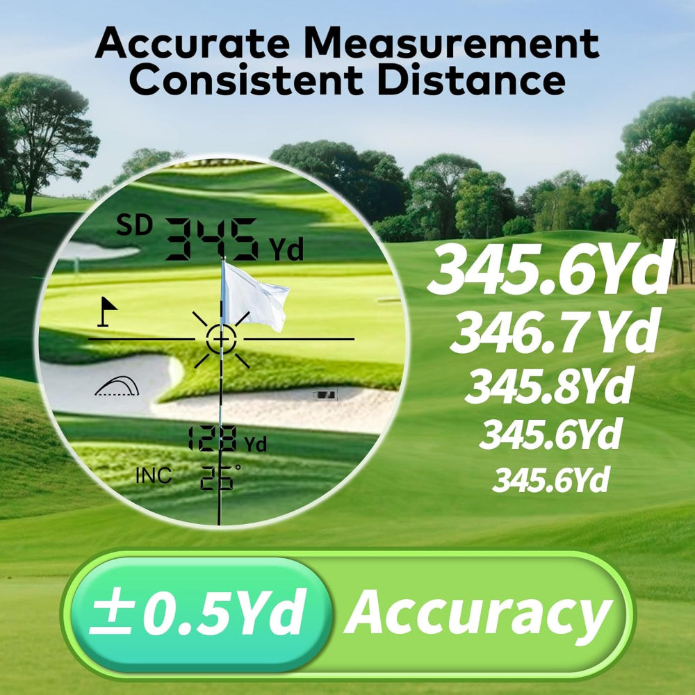 1200-Yard Golf Rangefinder with Slope – 7X Magnification, Rechargeable Lightweight Range Finder with Flag Lock Vibration & Legal Mode Switch