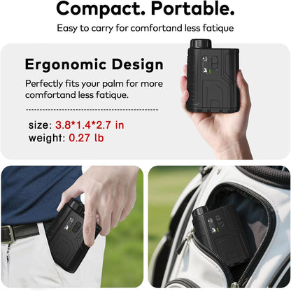 1200-Yard Golf Rangefinder with Slope – 7X Magnification, Rechargeable Lightweight Range Finder with Flag Lock Vibration & Legal Mode Switch