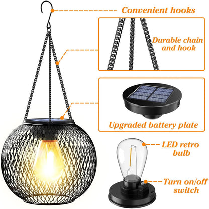 Outdoor Solar Lantern – Waterproof Hanging Garden Light for Yard Patio Pathway Tree Decor