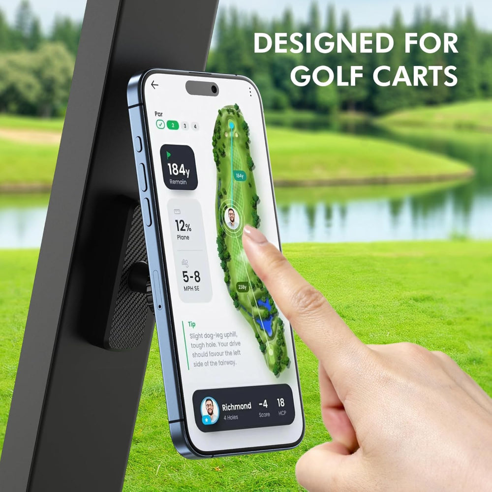 Magnetic Golf Cart Phone Holder – MagSafe Compatible – Cart Mount Use – Strong Magnet Base for EZGO, Club Car, Yamaha & More