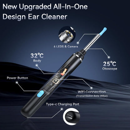 Ear Wax Removal Tool with Camera – 1080P HD Ear Cleaner with 6 LED Lights, 6 Ear Picks, Compatible with iOS & Android