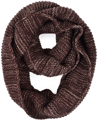 Two-Tone Winter Knit Warm Infinity Loop Circle Scarf