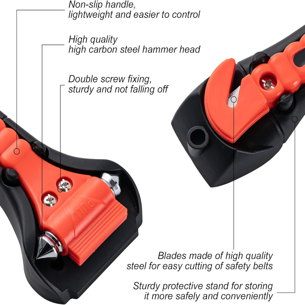 2-Pack Car Safety Hammer – 2-in-1 Auto Escape Tool with Window Glass Breaker & Seat Belt Cutter – Emergency Rescue for Family & Traffic Accidents