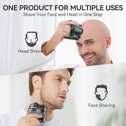 6D Cordless Bald Head Shaver – Men’s Head & Face Use – Wet/Dry IPX6 Waterproof – LED Display, Body Shaver & Clippers – Gift for Balding Men