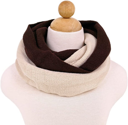 Two-Tone Winter Knit Warm Infinity Loop Circle Scarf