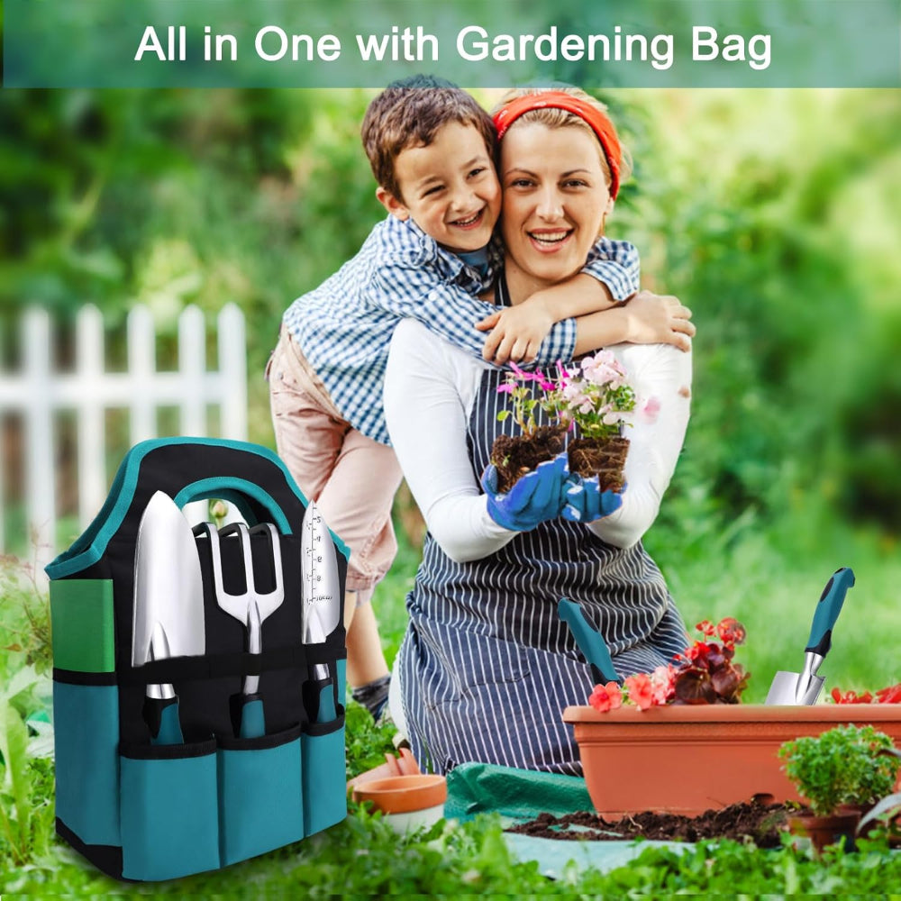 Garden Tool Set – Rust Resistant Hand Tools Kit for Weeding, Digging, Planting, and Gardening