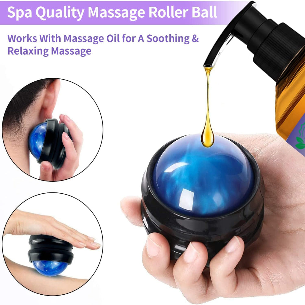 3-Pack Massage Oils with Massage Ball – Sore Muscle Relief Use – Includes Arnica, Lavender & Ginger Oils – Lymphatic Drainage & Relaxation Massage Kit