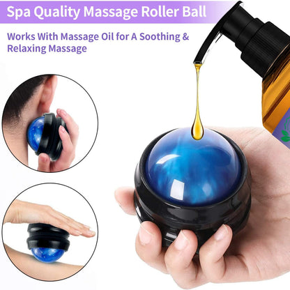 3-Pack Massage Oils with Massage Ball – Sore Muscle Relief Use – Includes Arnica, Lavender & Ginger Oils – Lymphatic Drainage & Relaxation Massage Kit
