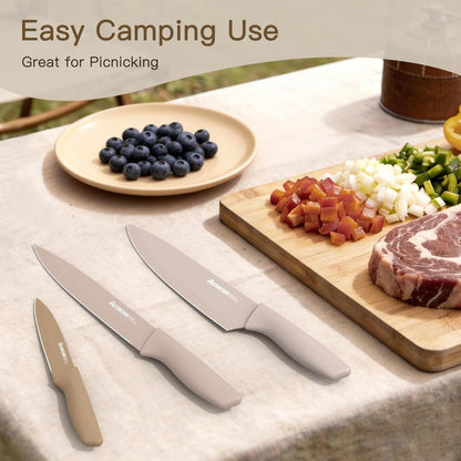 13-Piece Kitchen Knife Set – Stainless Steel Chef Knives with Anti-Rust Coating, Dishwasher Safe, Includes 6 Blade Guards, Perfect Holiday Gift for Cooking