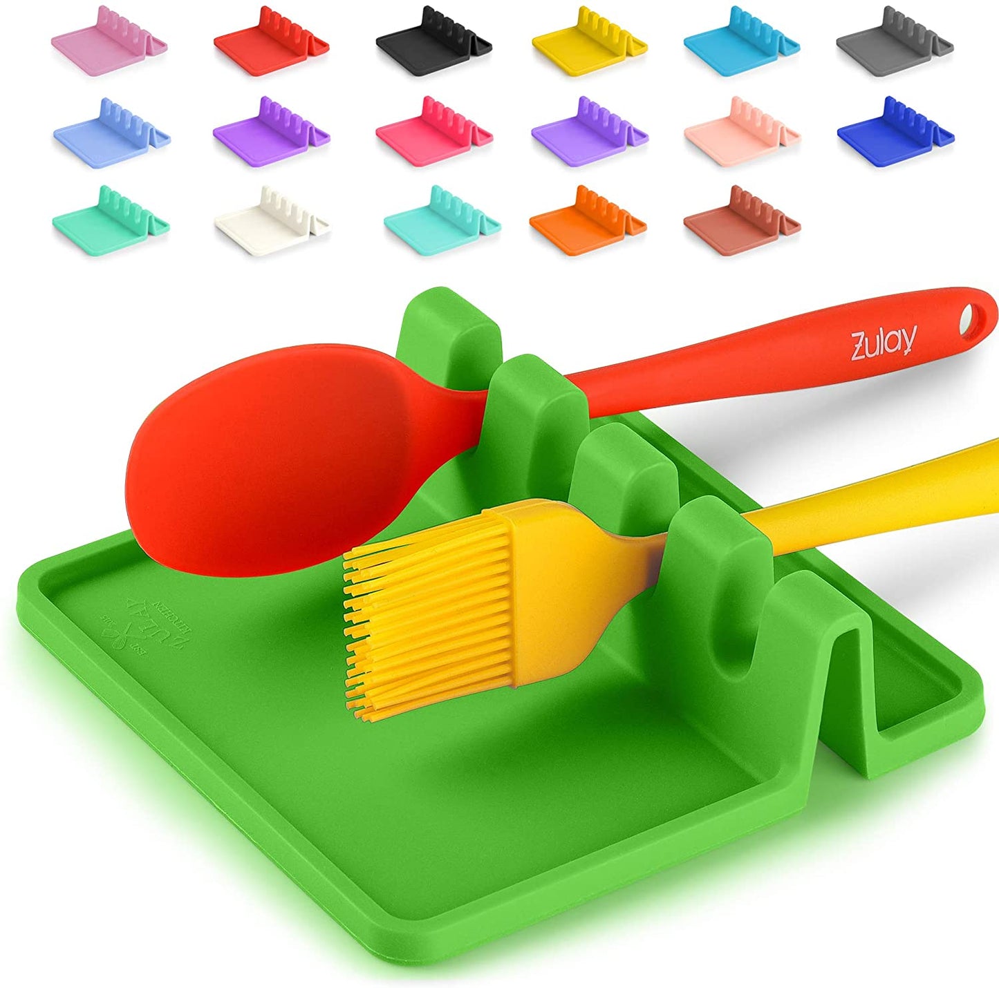 Silicone Utensil Rest with Drip Pad for Multiple Utensils, Heat-Resistant, BPA-Free Spoon Rest & Spoon Holder for Stove Top, Kitchen Utensil Holder for Spoons, Ladles, Tongs & More - by Zulay
