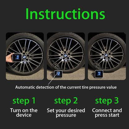 Portable Tire Inflator – 150 PSI Air Compressor Pump – Fast Inflation for Cars, Motorcycles, Bicycles & Sports Balls