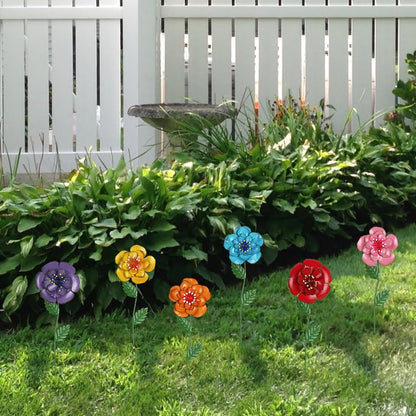 6-Pack Metal Flower Garden Stakes – Outdoor Yard Decor for Lawn Patio Pathway Spring