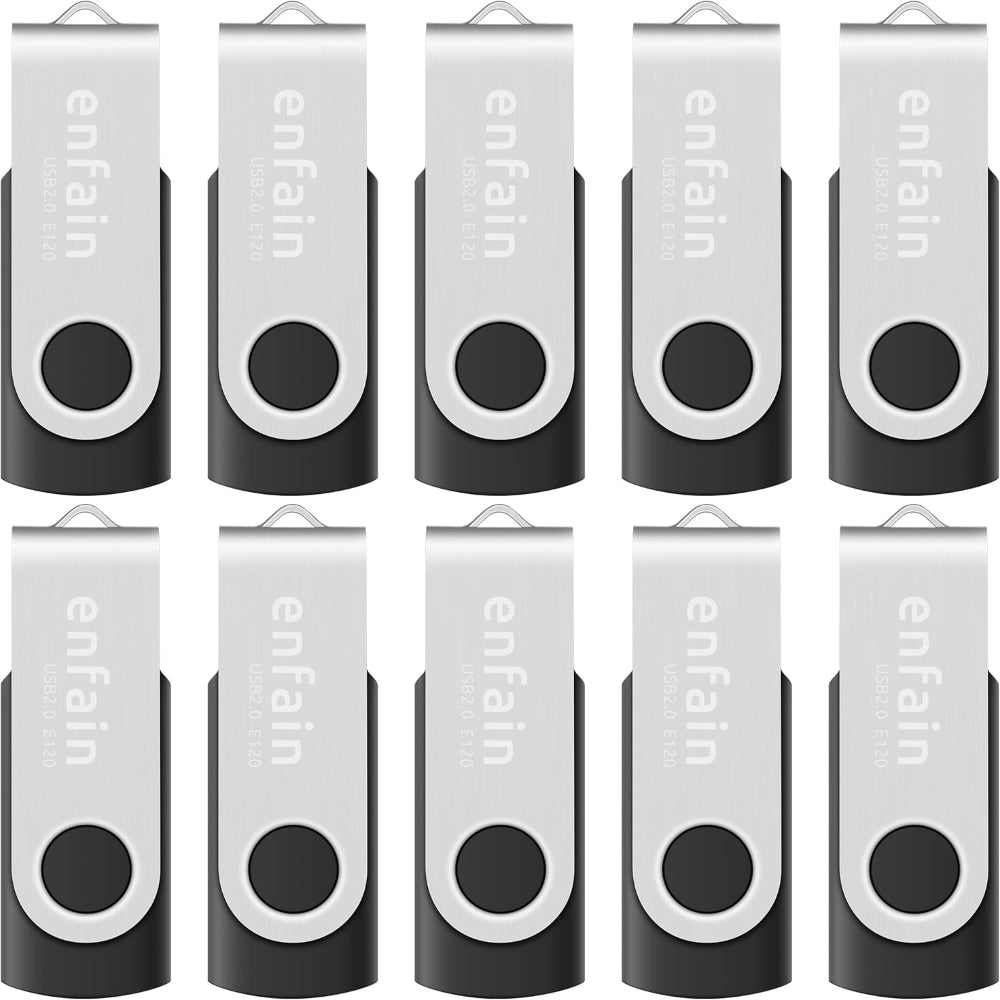 10-Pack USB Flash Drives – 128MB Storage Use – Swivel Cap Design with Labels – Bulk Thumb Drives for Small File Storage