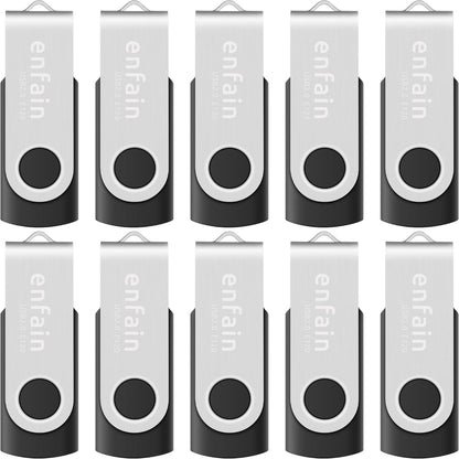 10-Pack USB Flash Drives – 128MB Storage Use – Swivel Cap Design with Labels – Bulk Thumb Drives for Small File Storage