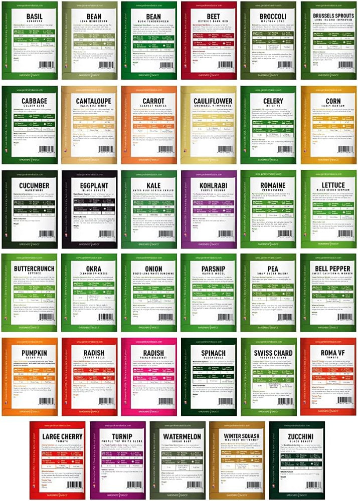 Garden Seed Kit – 16,000+ Non-GMO Heirloom Seeds – 35 Vegetable Varieties for Planting – Survival & Emergency Gardening Use – Includes 35 Free Plant Markers
